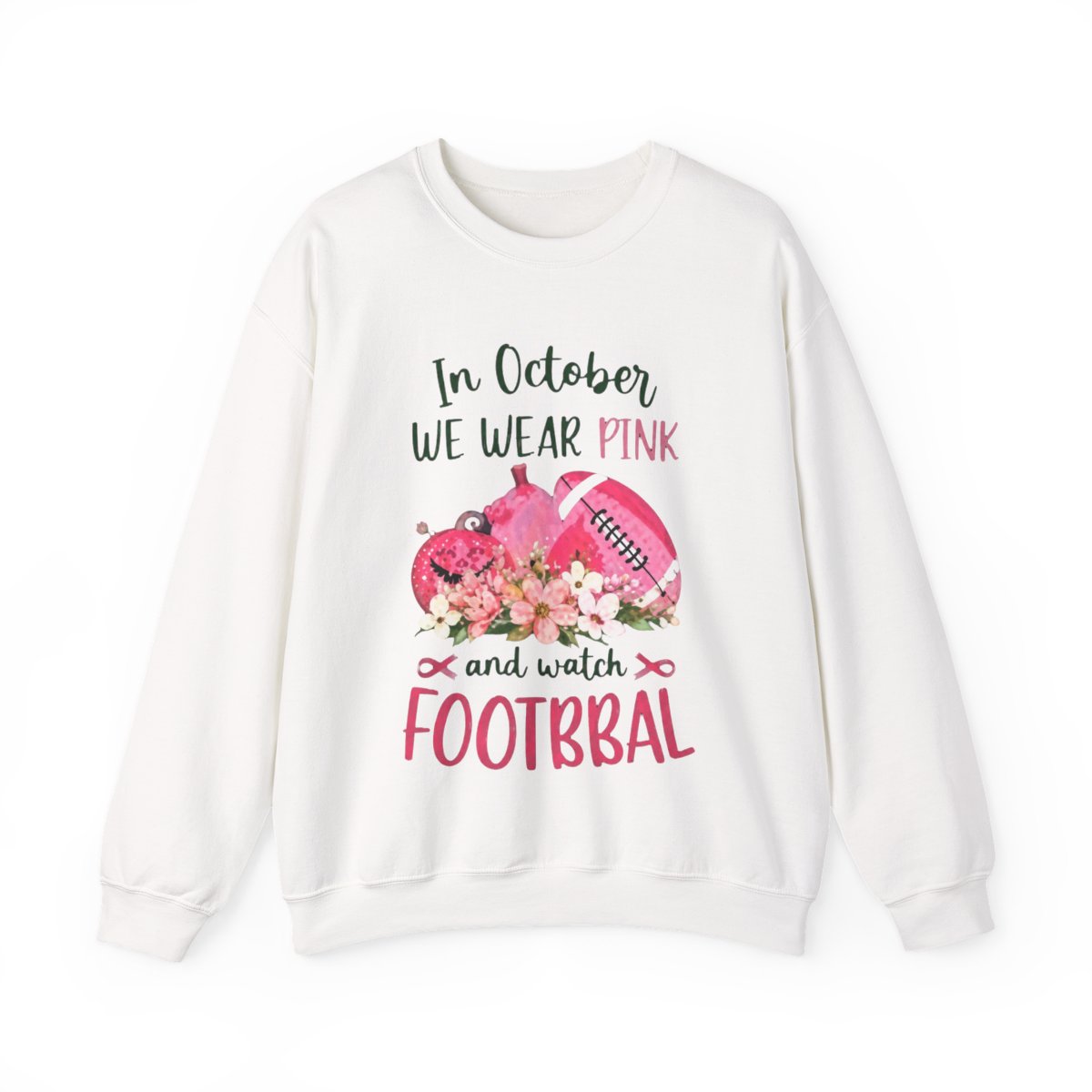 Sustainable Crewneck In October We Wear Pink And Watch Football | Witch Watch