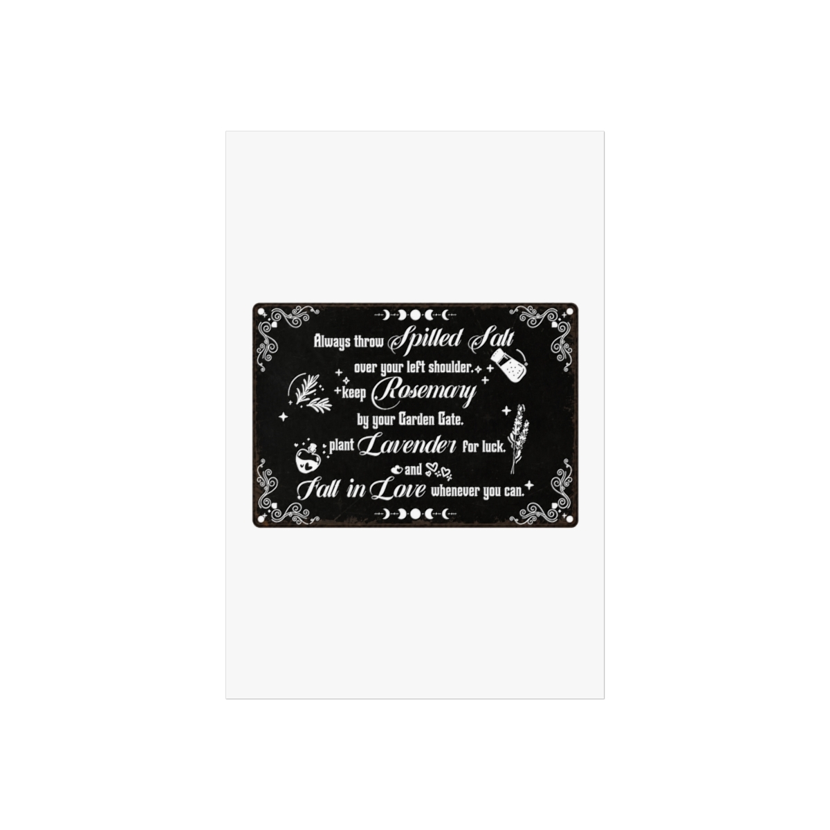 Doodlream Witch Magic Tin Sign Retro Metal Wall Decor 20 x 30cm Vintage Always Throw Spilled Salt Over Your Left Shoulder Wall Art Poster for Home Cafes Game Room Bar Outdoor Garage Yard Gym Decor | Witch Watch