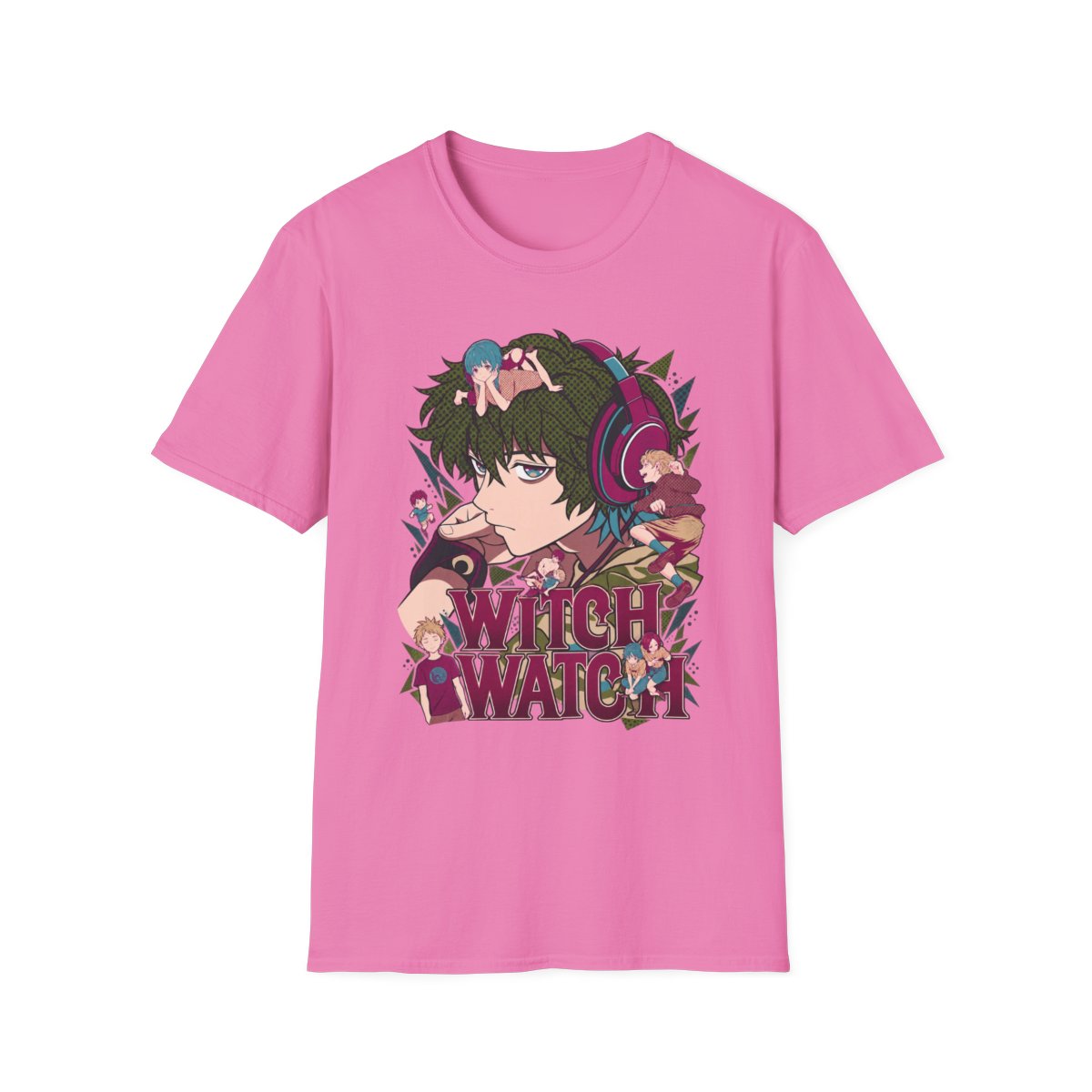 Witch Watch anime girl illustration T-Shirt | headphones, mushrooms, forest vibes | Witch Watch Anime - Official T-Shirts merchandise