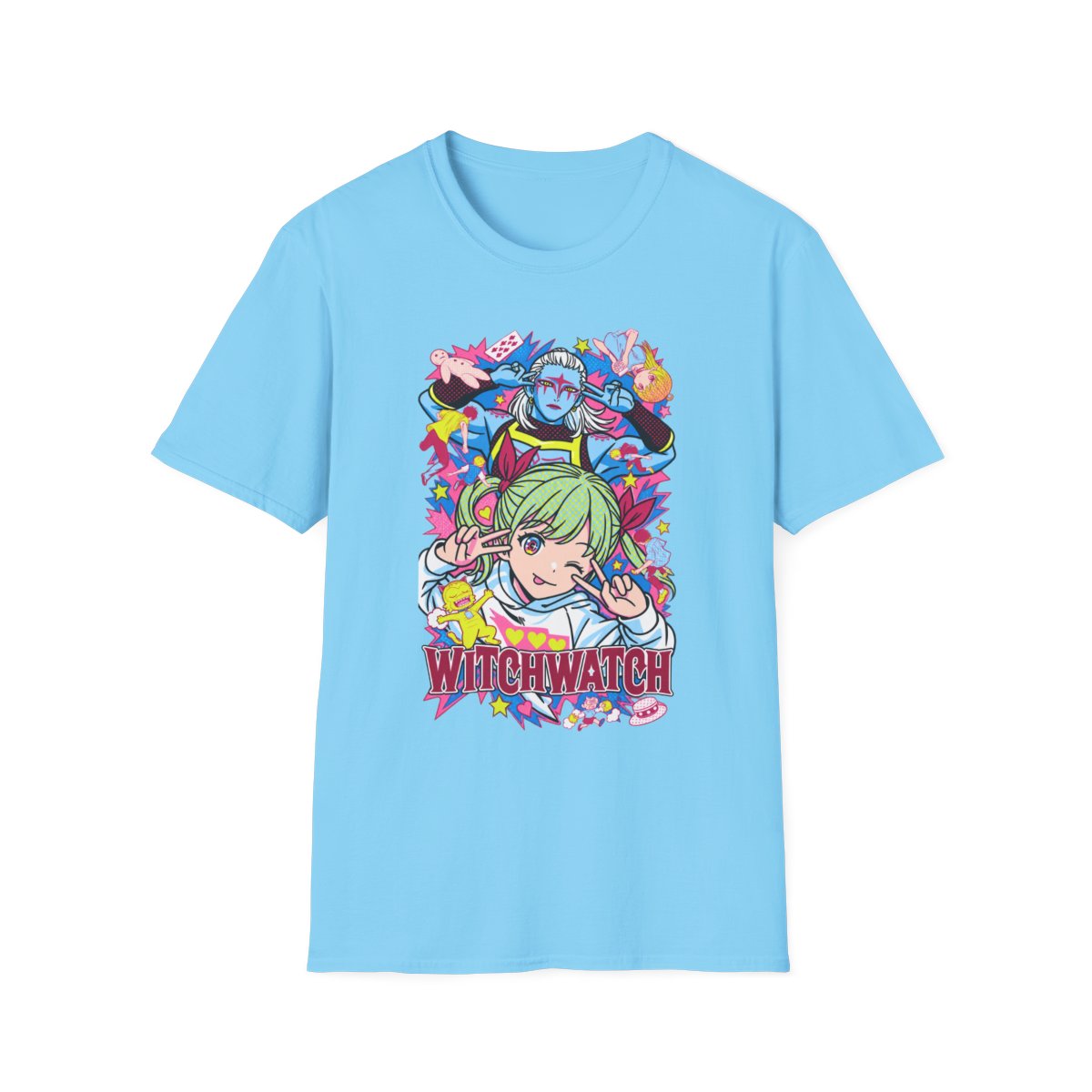 Witchwatch Anime Characters T-Shirt | Colorful Magical Girl Illustration | Witch Watch Anime - alternate angle 3, merchandise