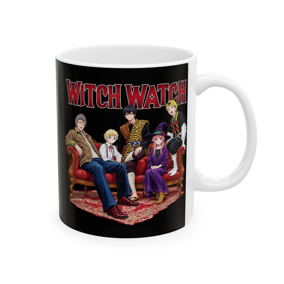 Witch Sisters Illustration Mug | Ceramic Coffee Cup | Witch Watch Anime - Official Mugs & Drinkware merchandise