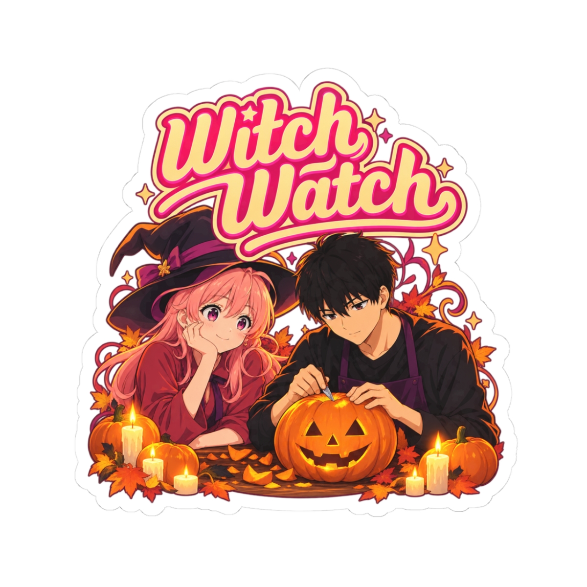 Witch Watch sticker | Kiss-Cut Halloween anime pumpkin sticker | Witch Watch Anime - Official Stickers merchandise